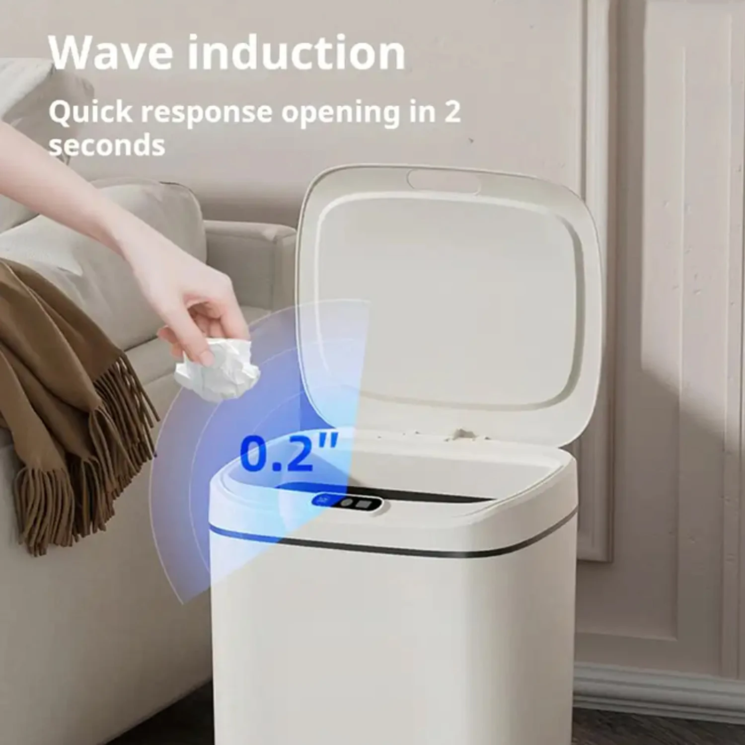 

Kitchen Trash Trash Automatic Sensor Touch Free Capacity Trash for Bathroom Bedroom Office 3 Modes Adjustable Waste Bin with Lid