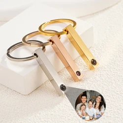 Personalized Photo Projection Key Chain Custom Picture Keyring for Women Men Long keychain Memory Birthday Christmas Gift