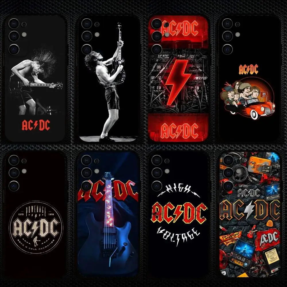 

A-AC R-ROCK D-DC Band Phone Case For Samsung S25,S24,S23,S22,S21,S20,Plus,Fe,Lite,Others Soft Black Cover