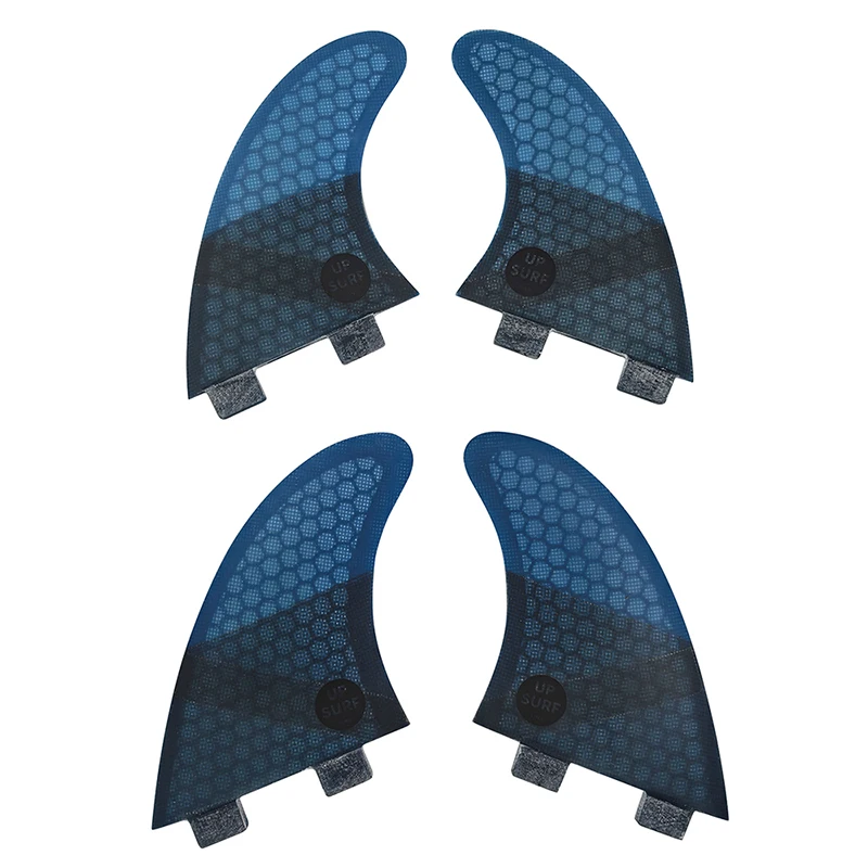 UPSURF FCS Quad Fins 4pcs/set Surfboard Fins UK2.1 Quad Fins Set Honeycomb Fibrer Surf Fins Double Tabs Surfing Stabilizers