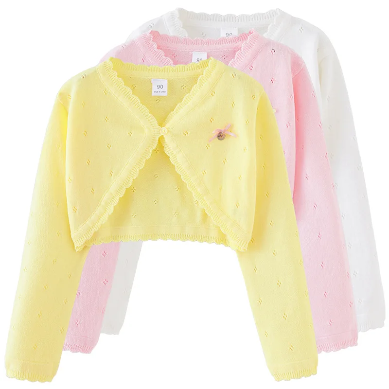 Baby Cardigans Sweater Knit Jacket Lace Collar Kids Girls Coat Shawl Autumn Winter 1-10Ygirls Clothing 1 To 10 Years