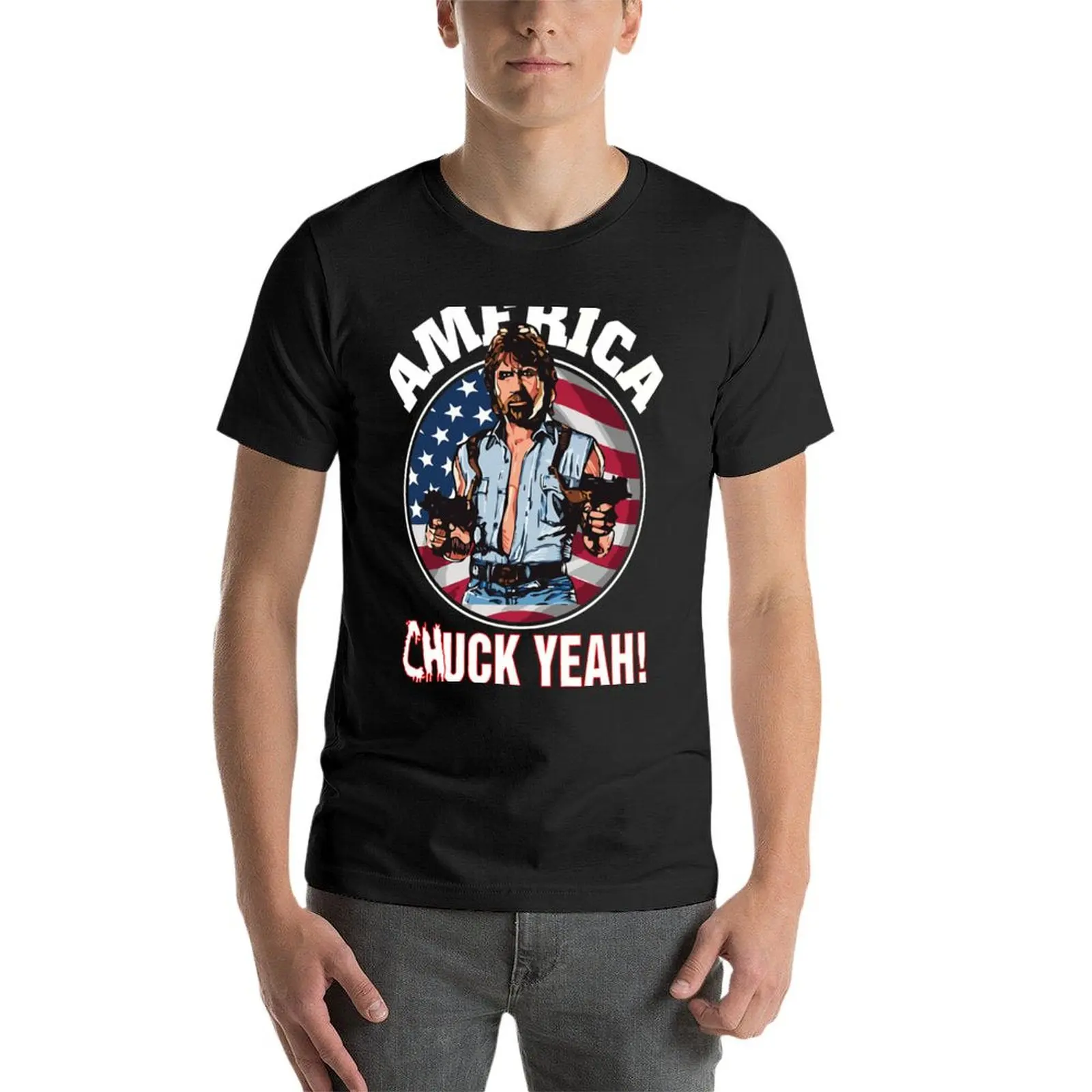 America-Chuck-Ya kaus klasik, kaus grafis motif hewan putih anak laki-laki, baju vintage pria lucu