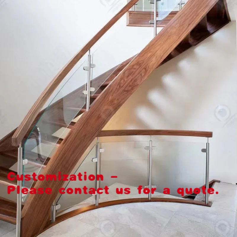 

Customize.PRIMA Curved Indoor Staircase Luxury Modern Home Decoration Stainless Steel Wood Made