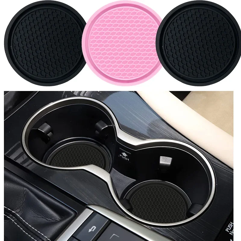 

1/2pcs/set Black Car Auto Cup Holder Anti Slip Insert Coasters Pads Interior Accessories Universal Fits Perfectly For Most Cups