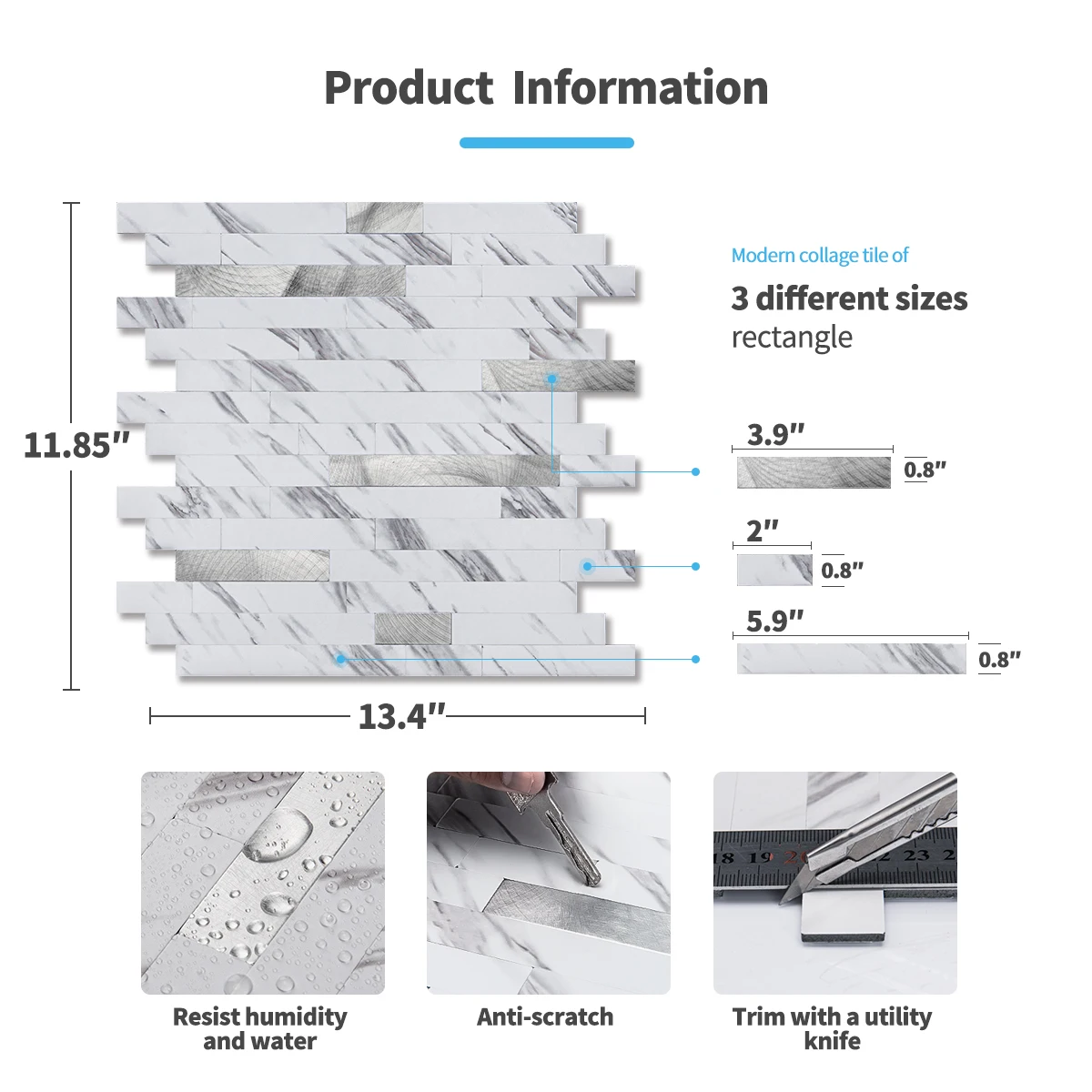 กระเบื้องติดผนัง Art3d แบบลอกและติด 10 ชิ้น สำหรับห้องครัว ห้องน้ำ เตาผิง อ่างล้างหน้า กระเบื้องติดผนังแบบมีกาวในตัว