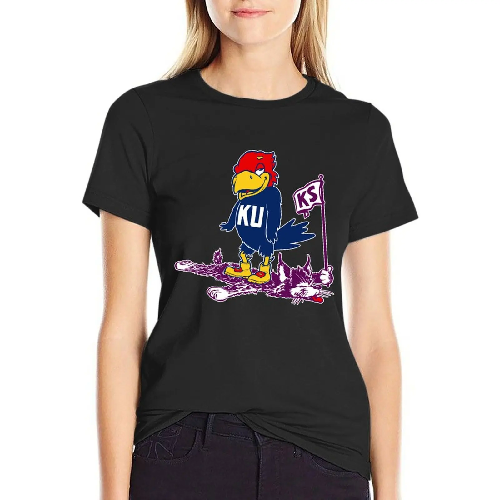 

Vintage KU vs. K-State Mascot T-Shirt animal print shirt for girls cute tops black t shirts for Women