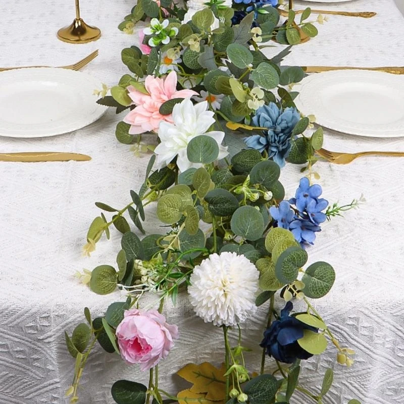 Artificial Rose Vine- Faux Flower Desk Decor with Flexible Stems for Table Centerpiece, Wedding, Home, Office, Party (1 JOMD - view 3