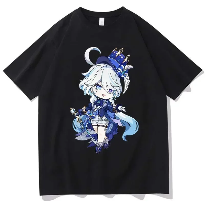 Anime japonês menina jogo camiseta masculina de grandes dimensões casual algodão diário quatro temporada camiseta roupas femininas respirável topo