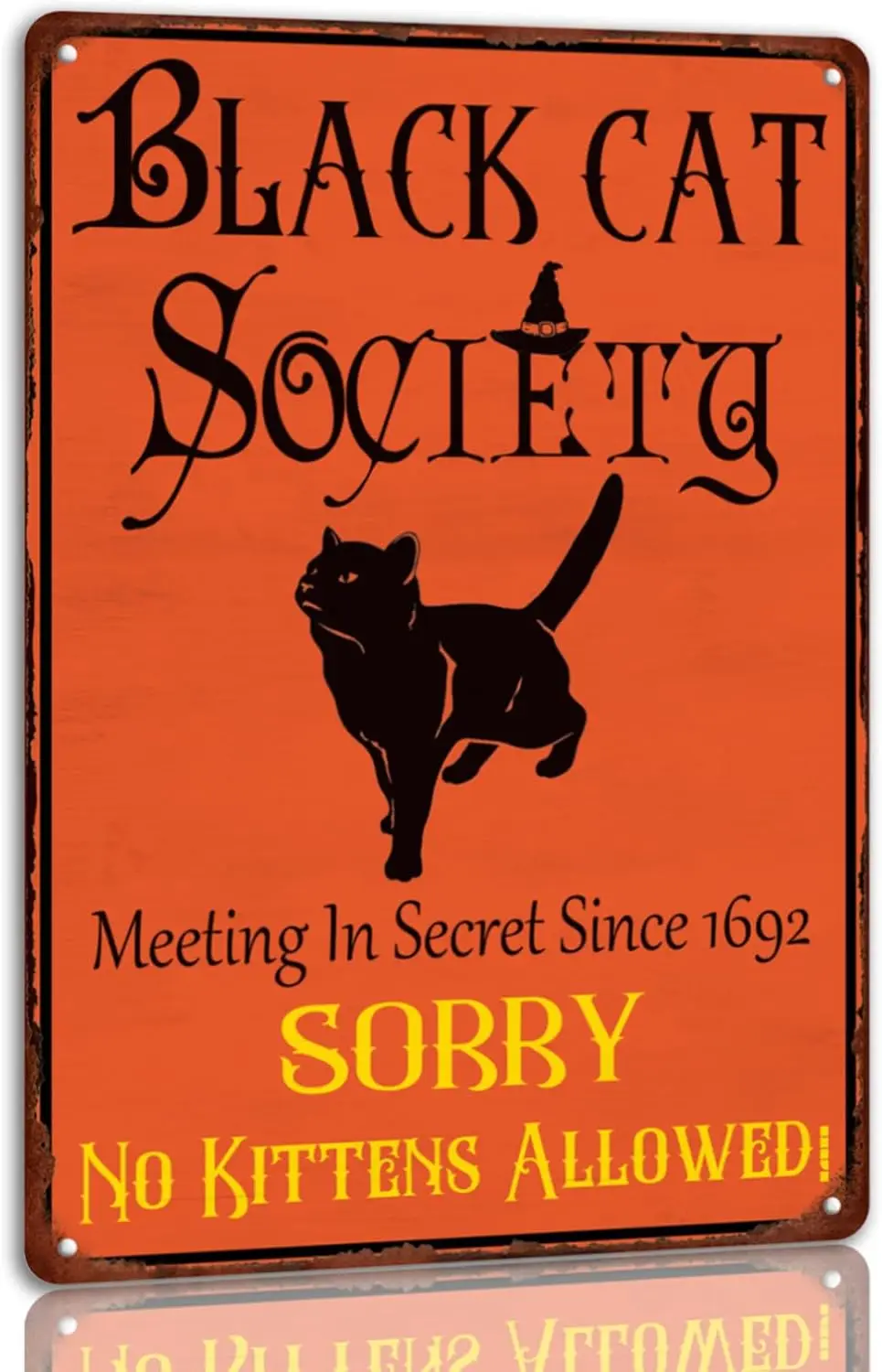 Cat Society Sorry No Kittens Allowed Halloween Metal Tin Sign Autumn Decor Signs Witch Ghost Pumpkin Home Wall Decor For Ho sign