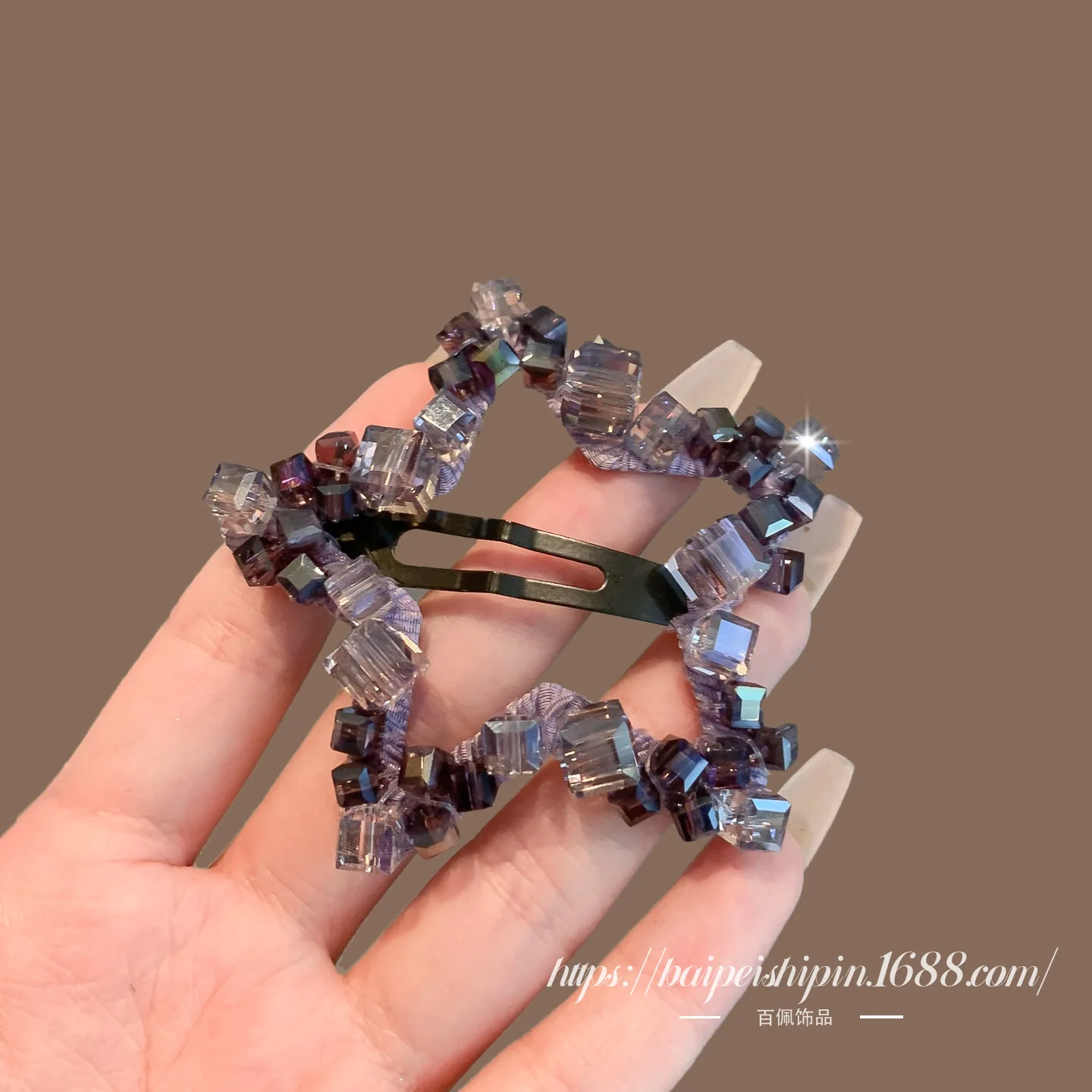 

Тяжелая заколка для волос в форме пятиконечной звезды с кристаллами, фиолетово-серого цвета, высококачественная, нескользящая, для боковых прядей, аксессуар для волос для женщин