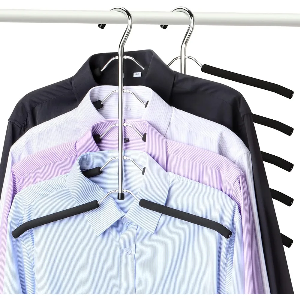 

Hangers Space Saving Clothes Hanger 2 Packs Swing Arm Non Slip Padded Coat Hanger 5 Layers Heavy Duty Stainless Steel Sweater Sh