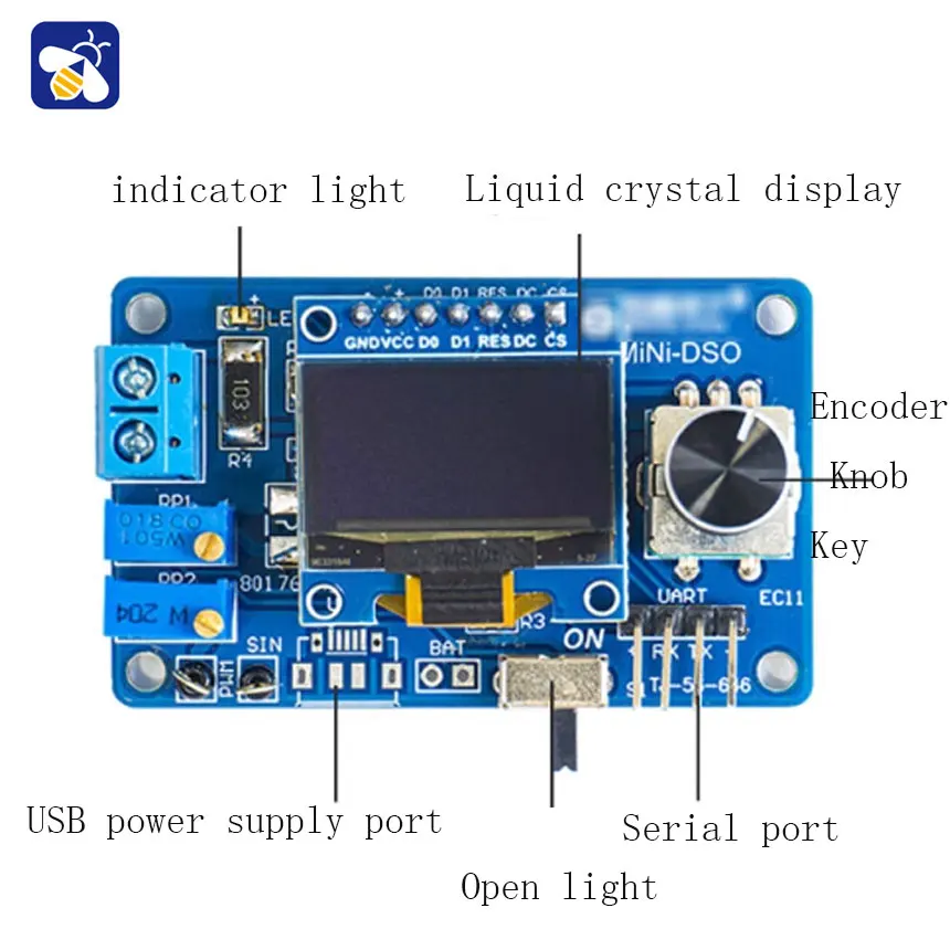 

Mini DOS LCD Oscilloscope Kit STC8K8A Microcontroller Electronic Soldering Training Production Loose Parts