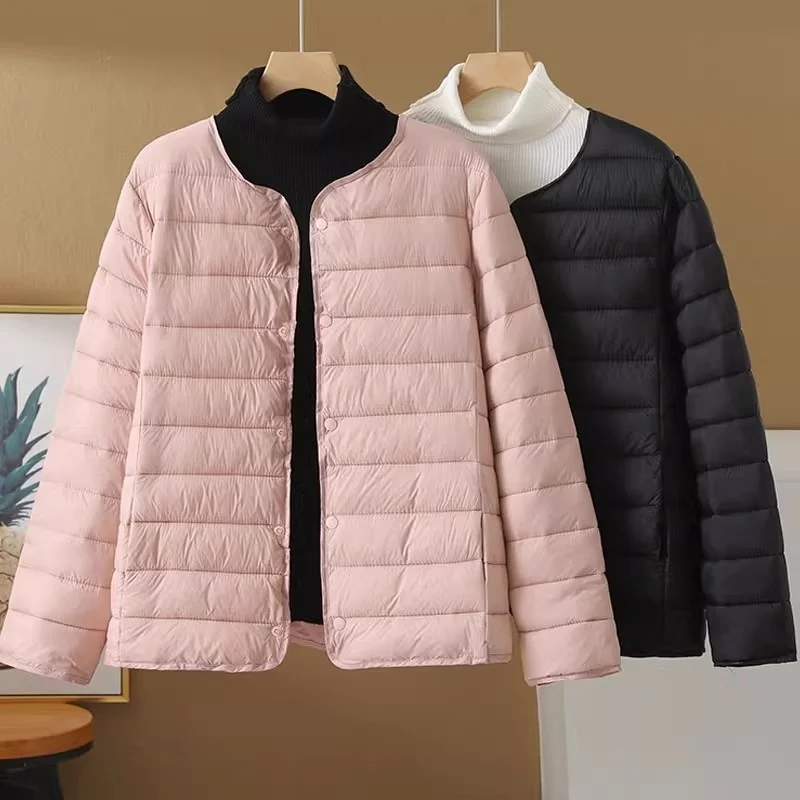 سترة قطنية خفيفة الوزن، معطف نسائي فضفاض غير رسمي برقبة دائرية وصدر واحد w1672 للربيع والخريف والشتاء #3