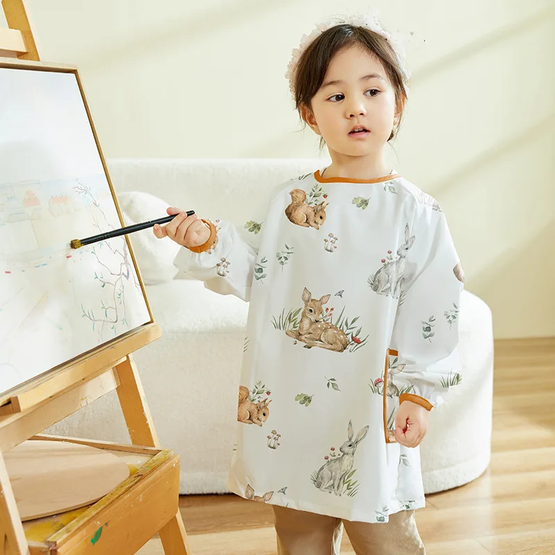 Waterproof Kids Art Cover Shirt Long Sleeve Painting Apron for Preschool Craft Class