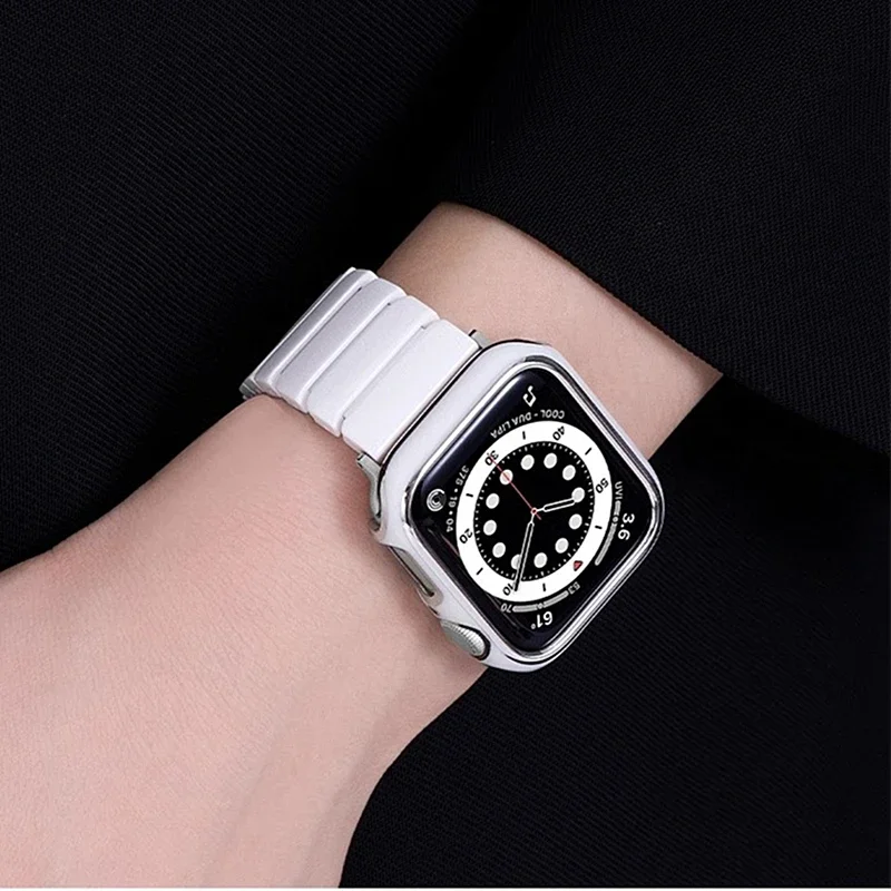 

PC Case + Ceramic Strap for Apple Watch 10 Band IWatch Series 10 46mm 42mm Correa 2PCS