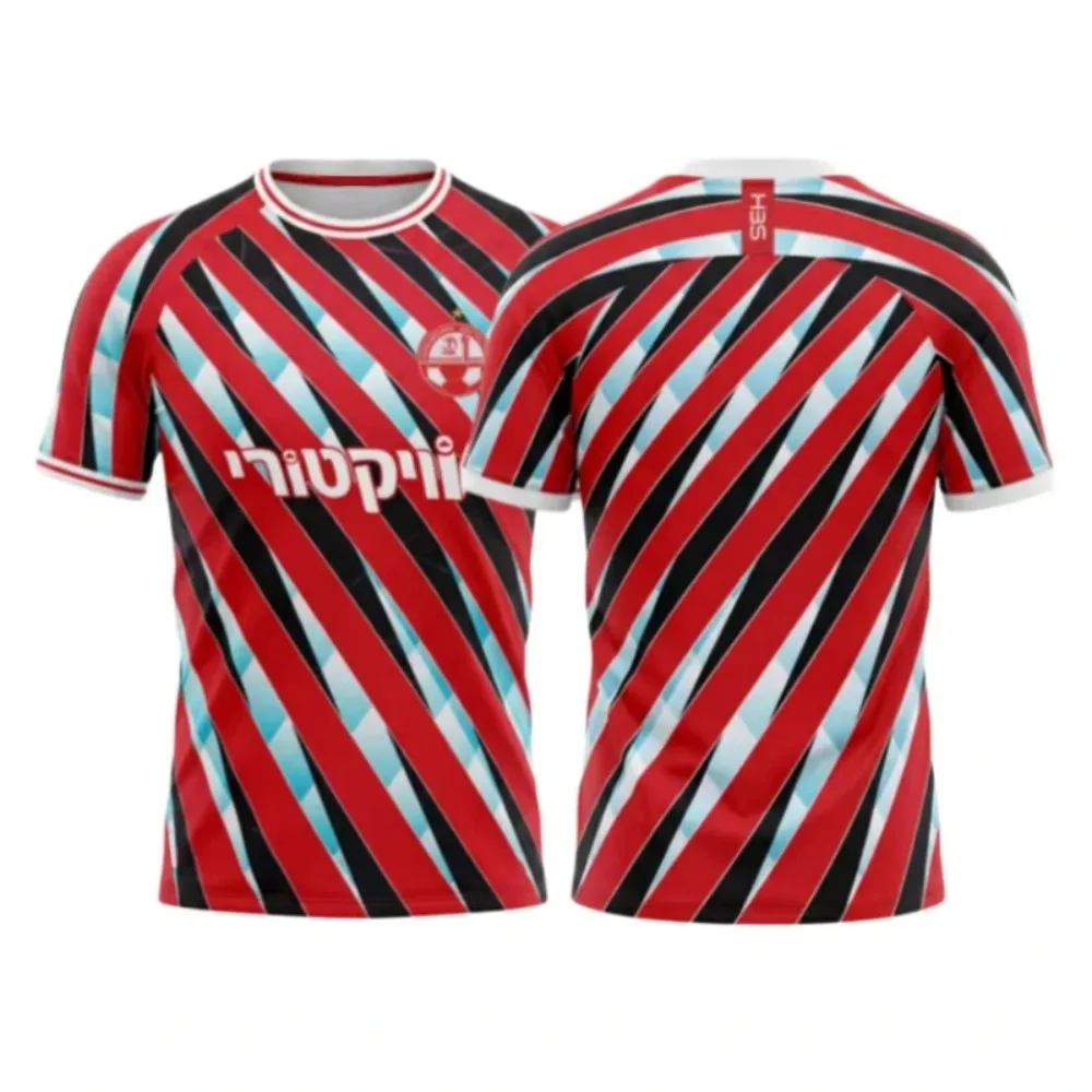 2026 New Summer Men Hapoel Soccer Jersey White Panel Print Fan Uniform Breathable Sport Shirt for Training StreetWear Clothing