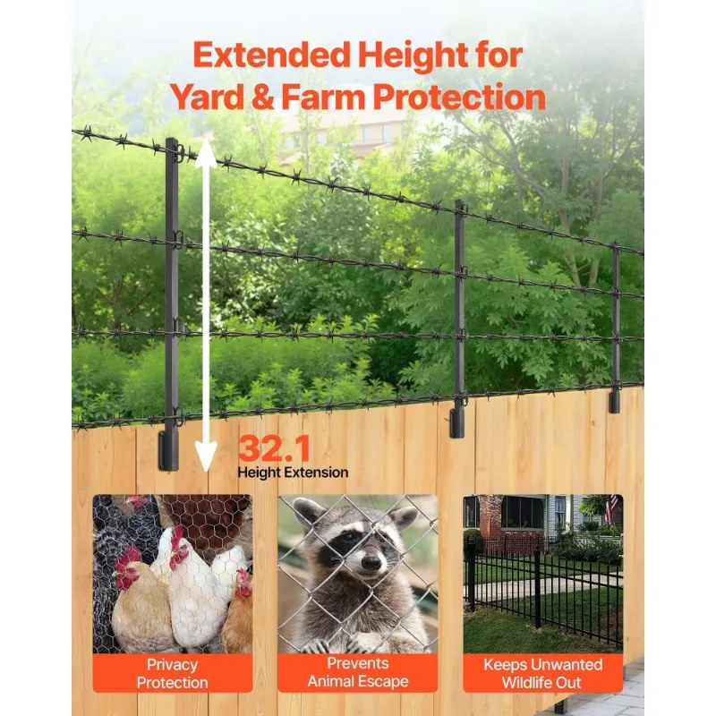 Fence post extender, barbed wire, strong steel arm