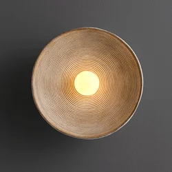 Lámpara circular de pared de estilo japonés Retro para interiores, luz de mesita de noche para dormitorio, sala de Estar, comedor, pasillo, decoración, diseño de iluminación