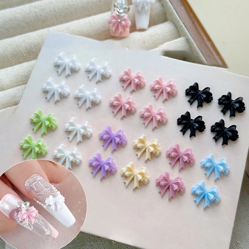 

30 Pcs Ribbon Bow Nail Charms Parts Nail Art Tie Decoration Kawaii Accessories Manicure Design Supplies