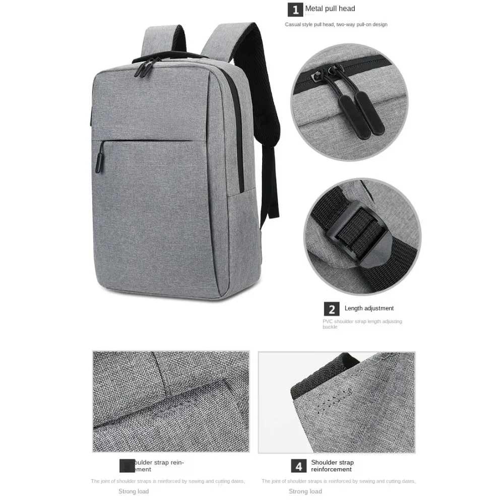 Trendy Oxford Cloth Versatile Backpack Black Grey Blue Red 15.6 inches Business Rucksack Washable School Student Backpack Unisex