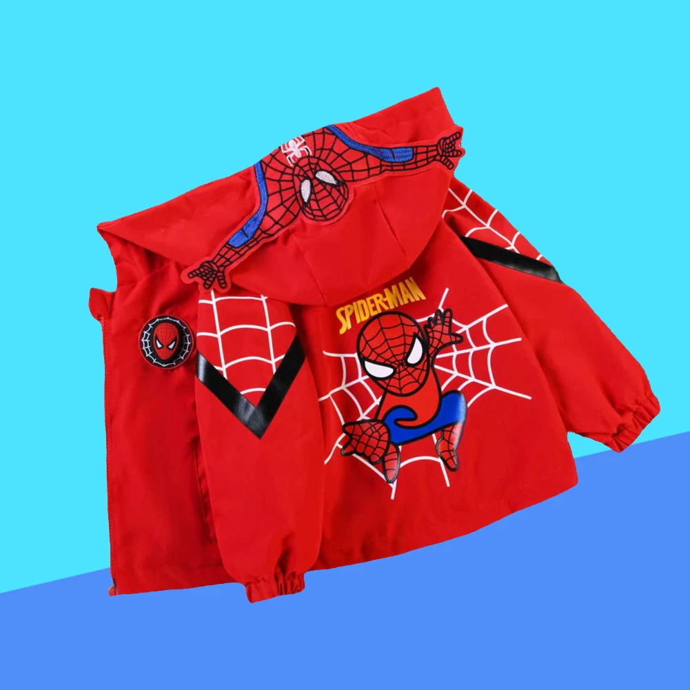 New Spring Autumn Red Blue Spider set Thin style Children costume boys Coats Jacket girls Hooded Coat Kids Outwear boy Clothing