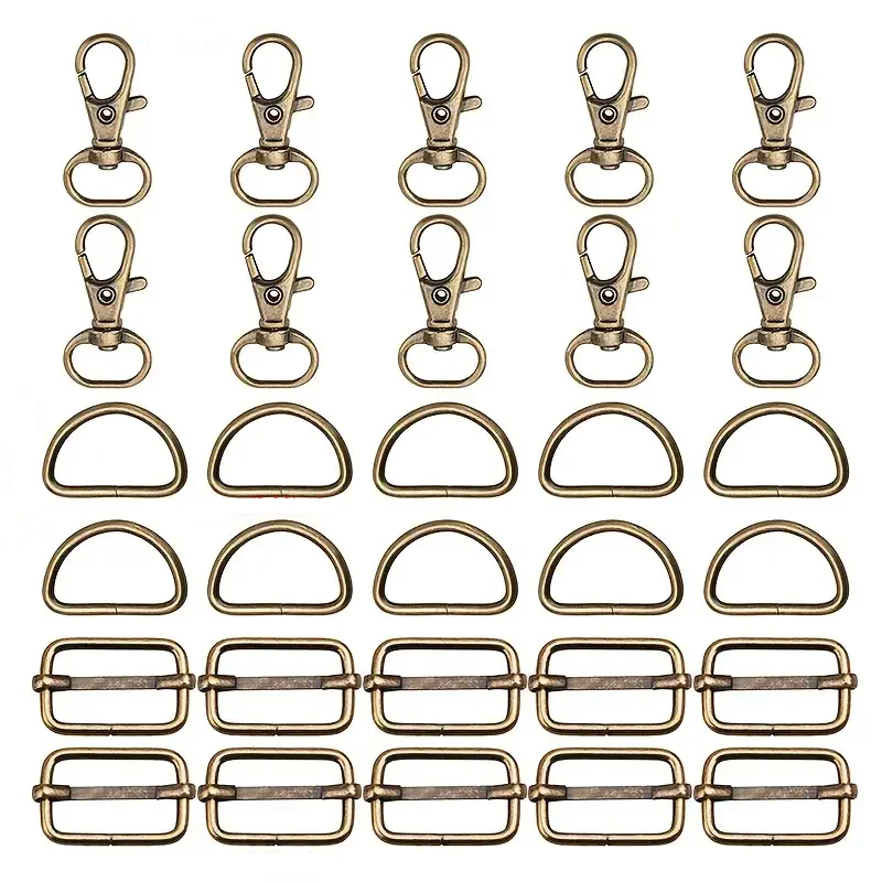 30 pcs Keychain Bulk with Key Chain Swivel Hook D Rings and Slide Buckles for Handbag Purse Hardware Craft