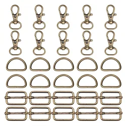 30 pcs Keychain Bulk with Key Chain Swivel Hook D Rings and Slide Buckles for Handbag Purse Hardware Craft