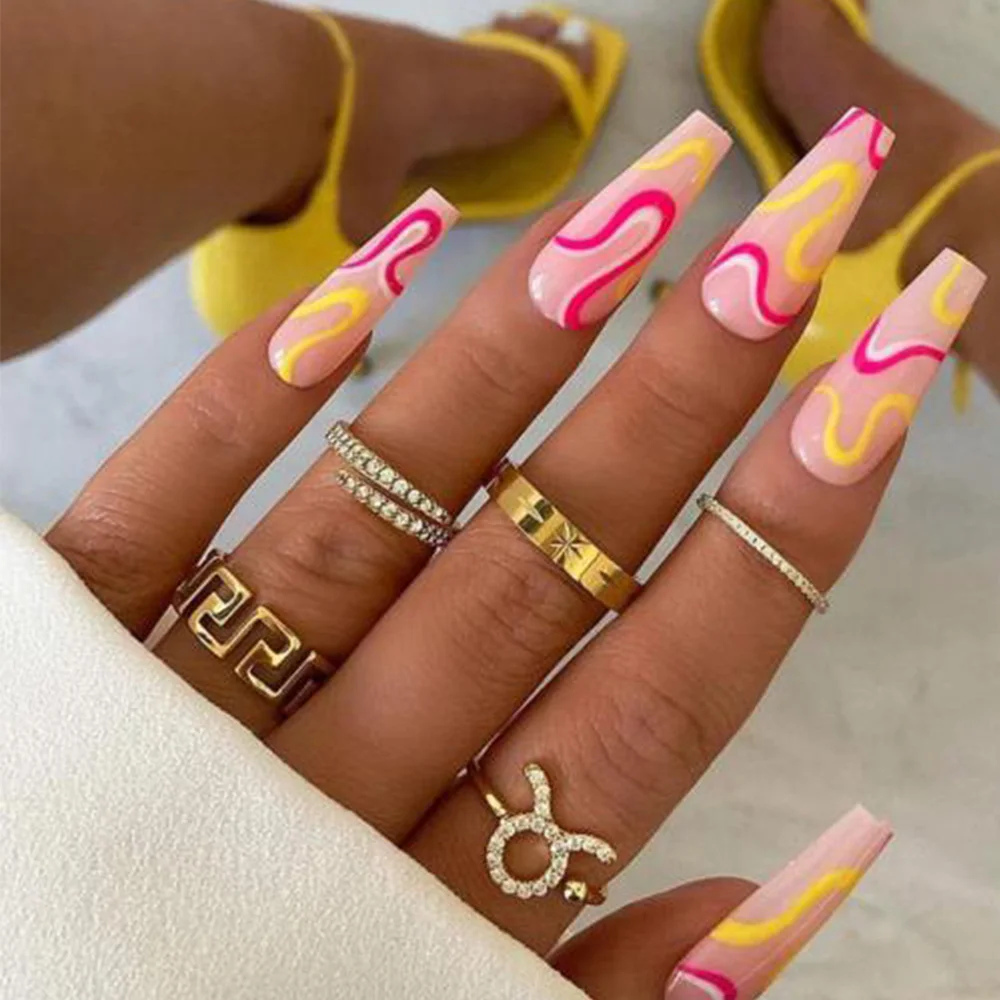 YHTOT Minimalist Gold Color Classic Greek Key Band Ring Stainless Steel Waterproof Hollow out Stackable Ring Women's Jewelry