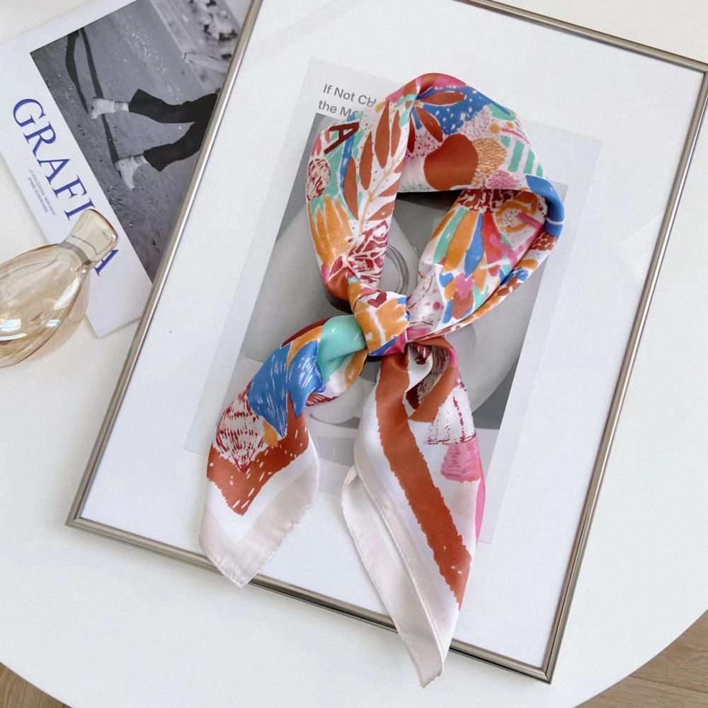 Luxury Print Spring Neck Tie Shawl 2026 Silk Square Scarf Women Wraps Female 70cm Hair Hand Wrist Headkercheif Hijab Bandana 1