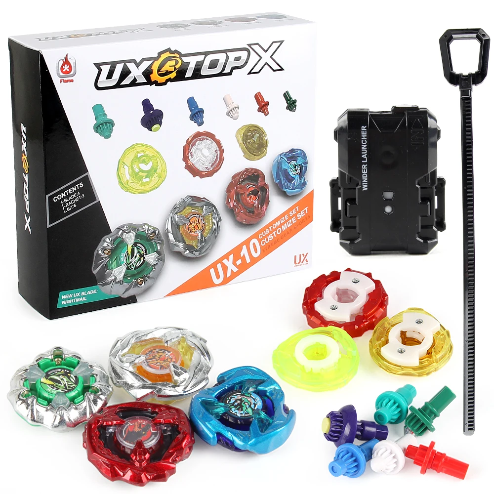 BEY X UX-10 Customized Set with Ripcord Launcher Set Gyro Spinning Toy Battle Top Kit Gift