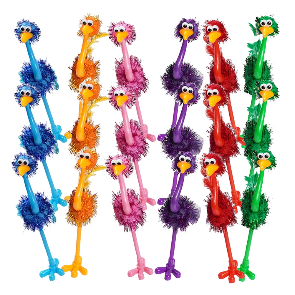 24 Pcs Cartoon Animal Pen Student Ball-point Plastic Pens Students Stationery Kawaii Stationary Modeling