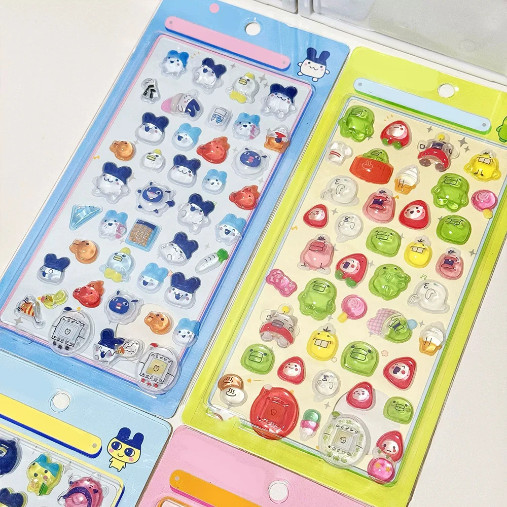 Pegatina 3d de Tamagotchi de dibujos animados Kawaii, pegatinas estereoscópicas de animales encantadores, pegatinas de decoración Diy, suministros ンو80)