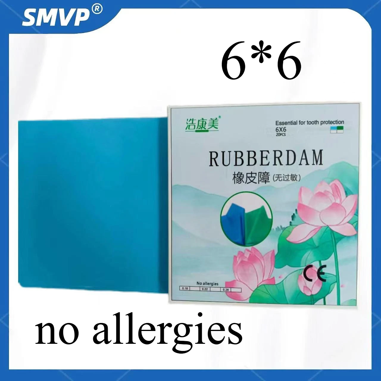 

36pcs Blue Large Size 6x6 Dental Dams Natural Rubber Latex 0.22mm Oral Care Materials for Dental Practice High-Quality No Allerg