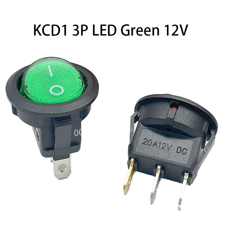 1pcs 20mm KCD1 Led Switch 12V 220V Light Power Switch Car Button Lights ON/OFF 3pin Round Rocker Switch