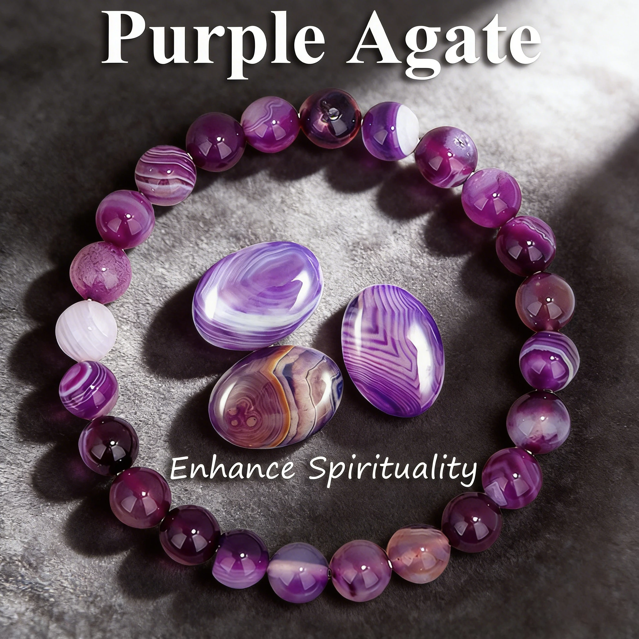 

Purple Striped Agate Beaded Bracelet 6 8 10mm Natural Stone Onyx Reiki Healing Bracelet Vitality Charm Spiritual Crystal Jewelry