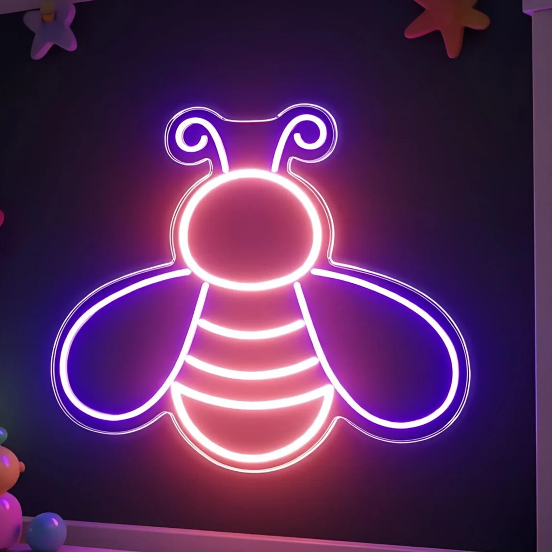 لطيف النحل النيون علامة النحل جدار خلفية عكس الضوء النيون ديكور لغرفة الأطفال ، حديقة ، المنزل ، المطعم ، بار ، نادي