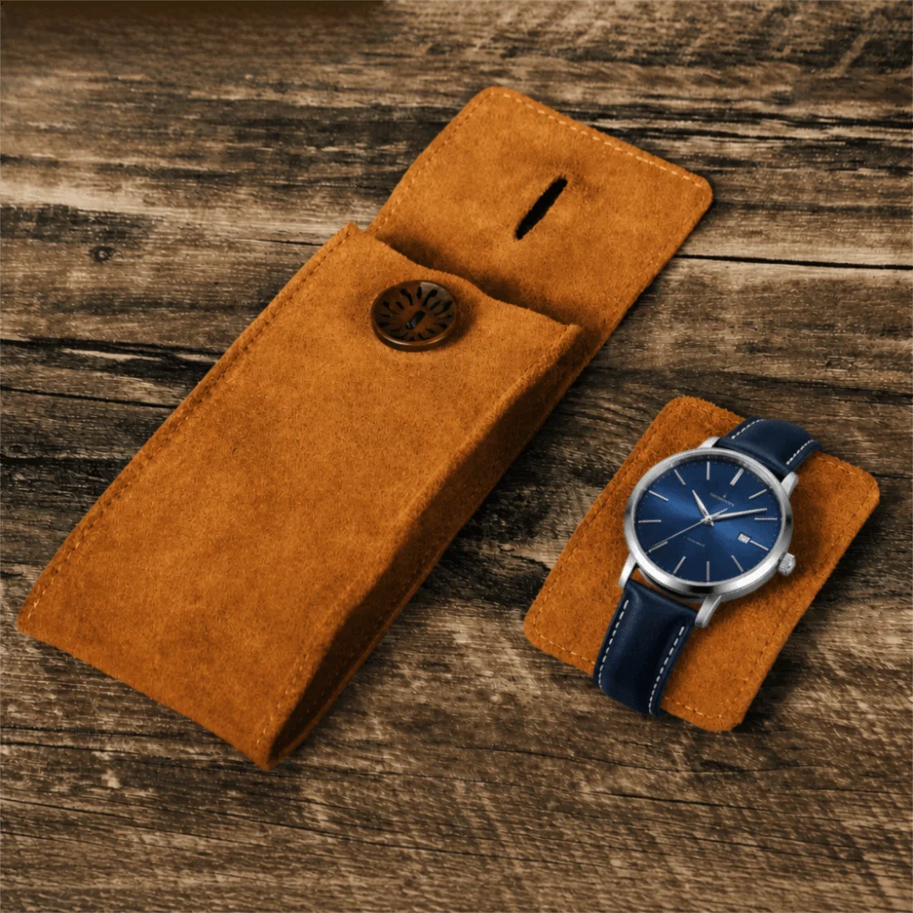 

New Cow Suede Watch Pouch With Inserts Soft Leather Travel Watch Case Anti-Scratch Anti-Dust Watch Storage