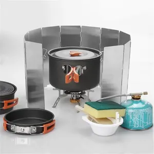 Pára-brisa dobrável para fogões a gás ao ar livre, Pára-brisa para acampar, Defletores de vento para fogão, Ultraleve, 10 placas 8 principais vendas quebra vento fogão - №3