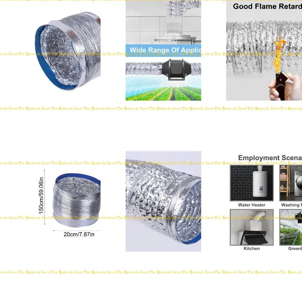 

12pf Алюминиевый шланг внутренний диаметр 8 дюйма Гибкой трубы 1,5/3,0 м для вентиляционного вентилятора