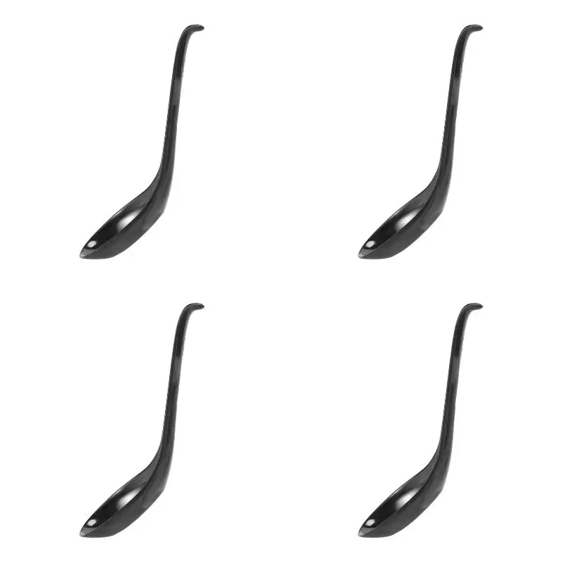 Paquete de 4 cucharas para sopa (6 cucharas estilo japonés, cucharas para arroz, cucharas para sopa asiática china con mango largo para restaurantes)