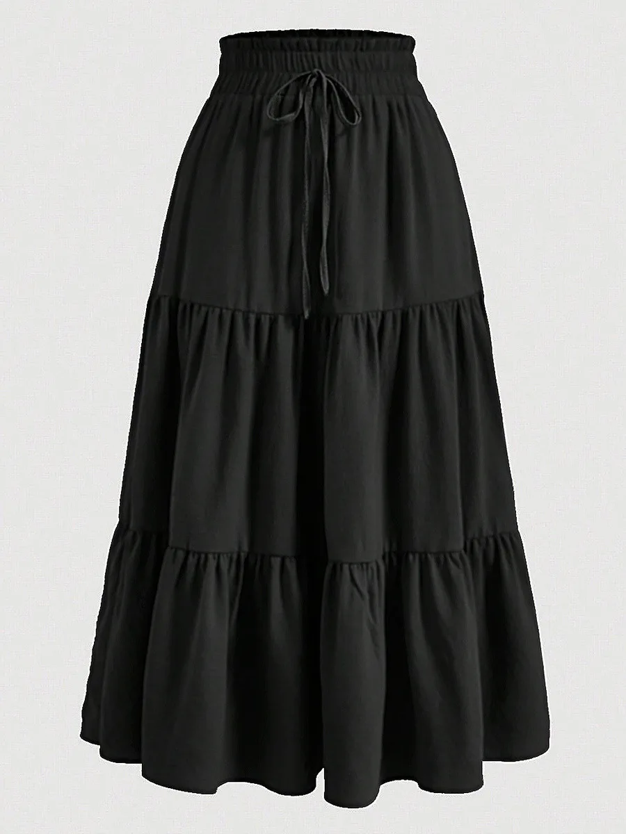 

Women's n A-Line Layered Cake Skirt Ci Outdoor Sle Skin-Friendly Breathable Polyester Micro-Elastic Loose Fit