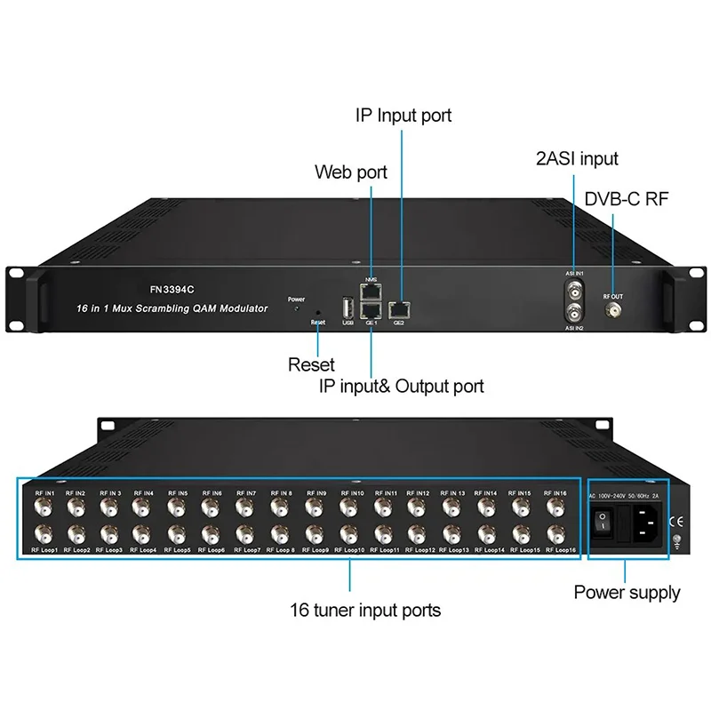 FN3394C-24 24-in-1-DVB-Modulator FTA-Tuner zum DVB-T-Transmodulator für Radio- und TV-Rundfunkgeräte