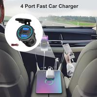 Four Port USB Charger Socket USB-C PD & Dual QC 3.0 For Car Motorcycle With Voltmeter And Power Car Charger E2B0