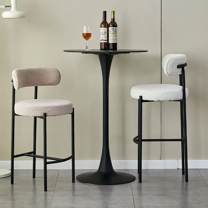 Home Bar Stools Stainless Steel Bar Milk Tea Store High Chair French Cream Style Designer  Chair Stools Wholesale