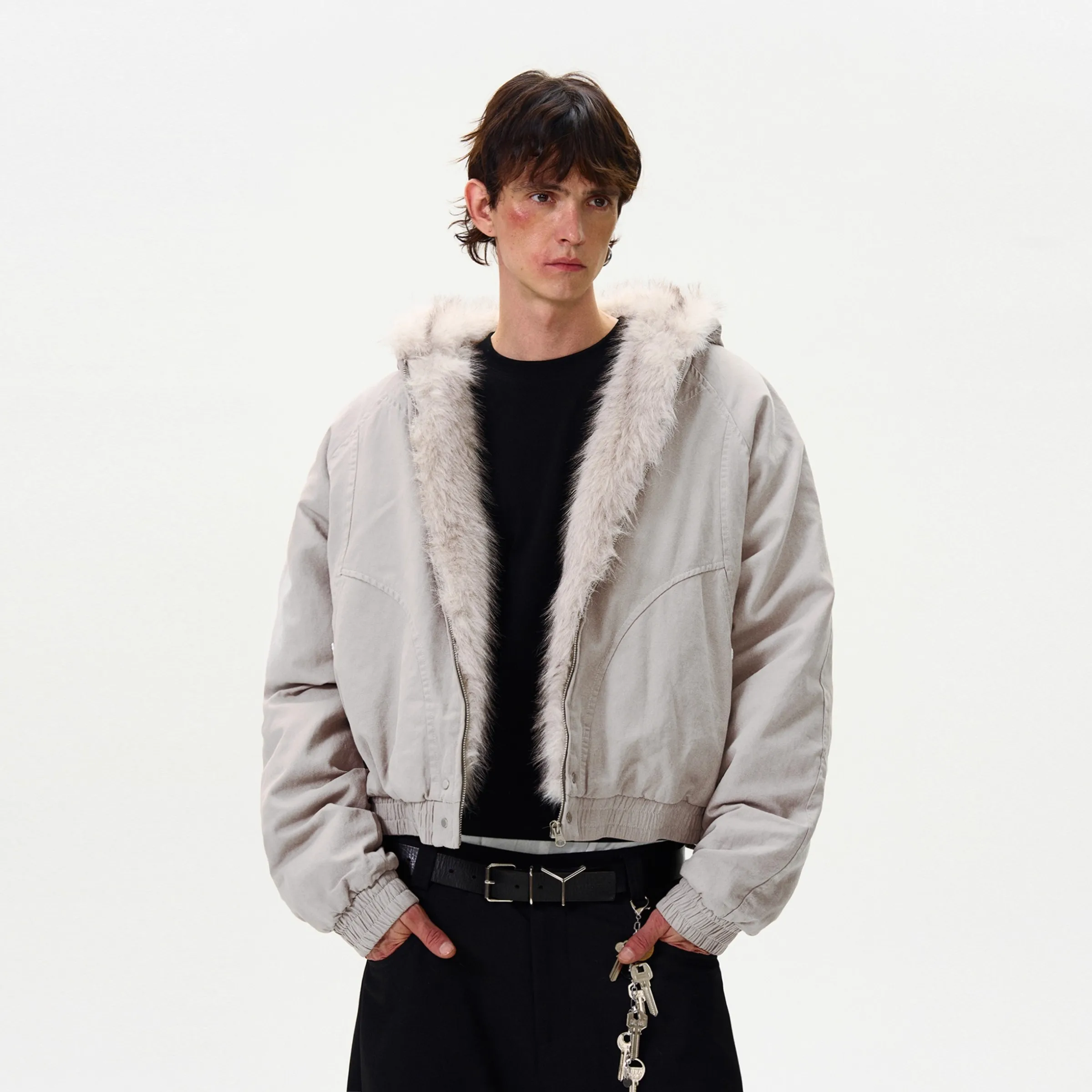 

2000s Aesthetic Black Elegant Jacket Men 2025 Winter Y2k Zip Up Hooded Design Harajuku Coat Female Loose Casual Chic Coats