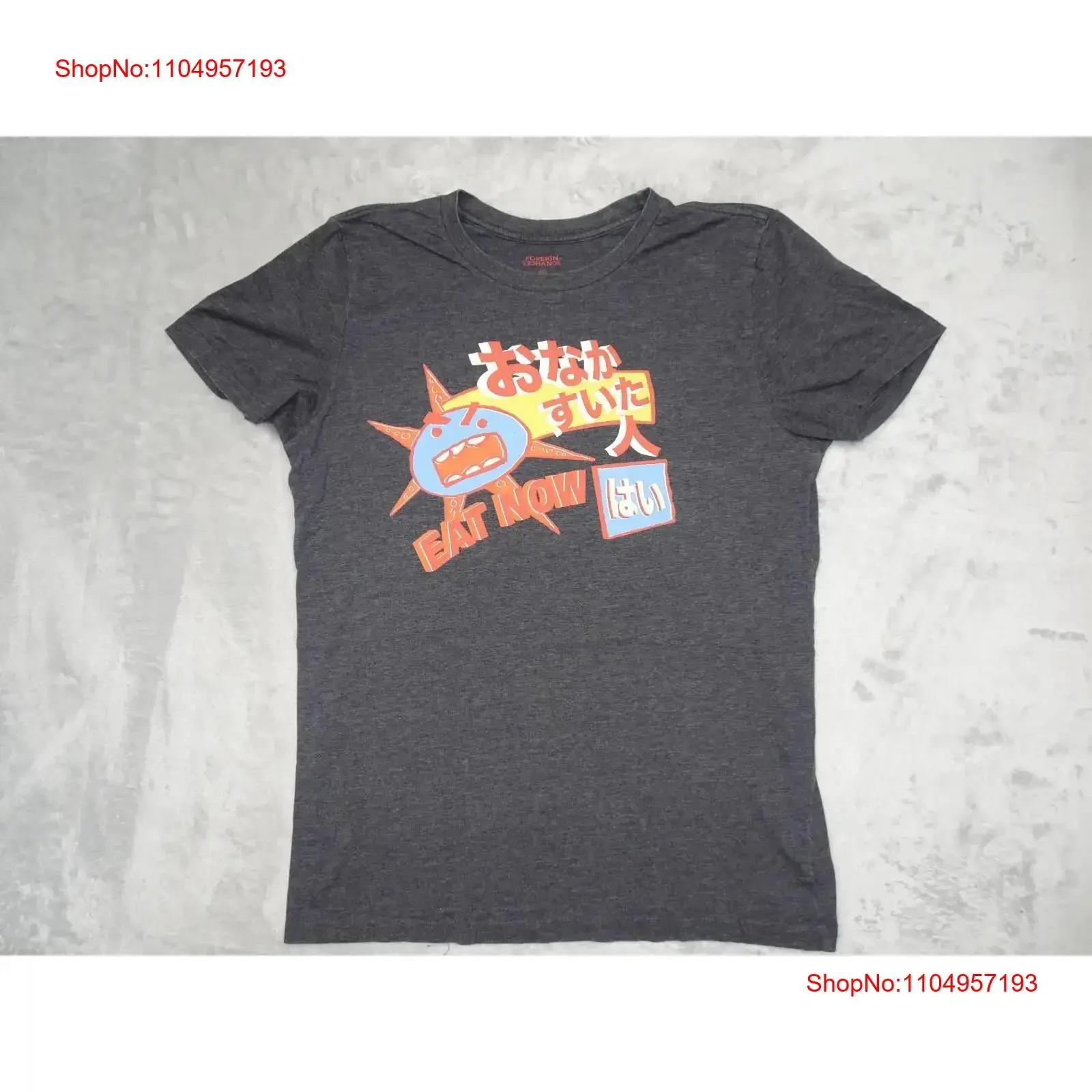 تي شيرت Eat Now الياباني الرسوم المتحركة الهزلية نمط حياة التبادل الأجنبي متوسط رمادي عتيق ملابس مصممة مغسولة ملابس خروج ناعمة #1