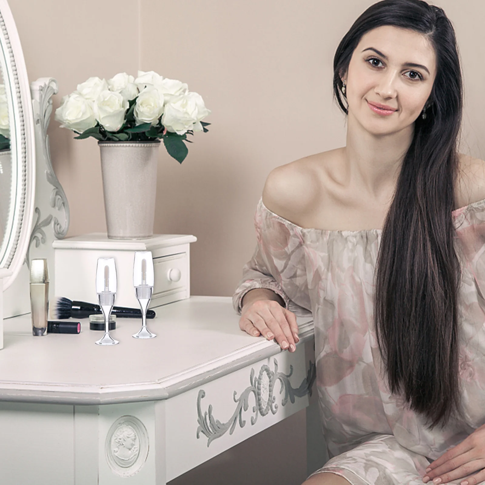 12개입 와인잔 모양 립글로스 튜브 리필 가능한 휴대용 미니 용기 립밤 속눈썹 세럼 보관 재사용 가능한 플라스틱