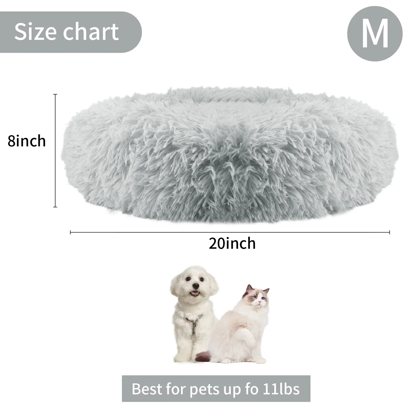 Lit rond en peluche super doux pour animaux de compagnie, maison pour chien, tapis de couchage, long, moyen, chaud, hiver, grand, chat, 50cm