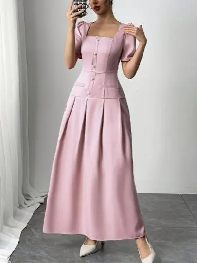 여성용 블랙 봄 시폰 아플리케 보타이 컷아웃 플레어 드롭웨이스트 비치웨어 스포티 아티스틱 가벼운 트렌디한 드레스