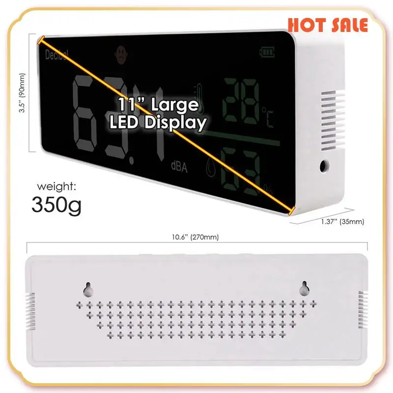 ABFA 2X 3-в-1 децибеловый измеритель уровня звука + влажность и температура. Измеритель шума в классе, измеритель SPL и DB